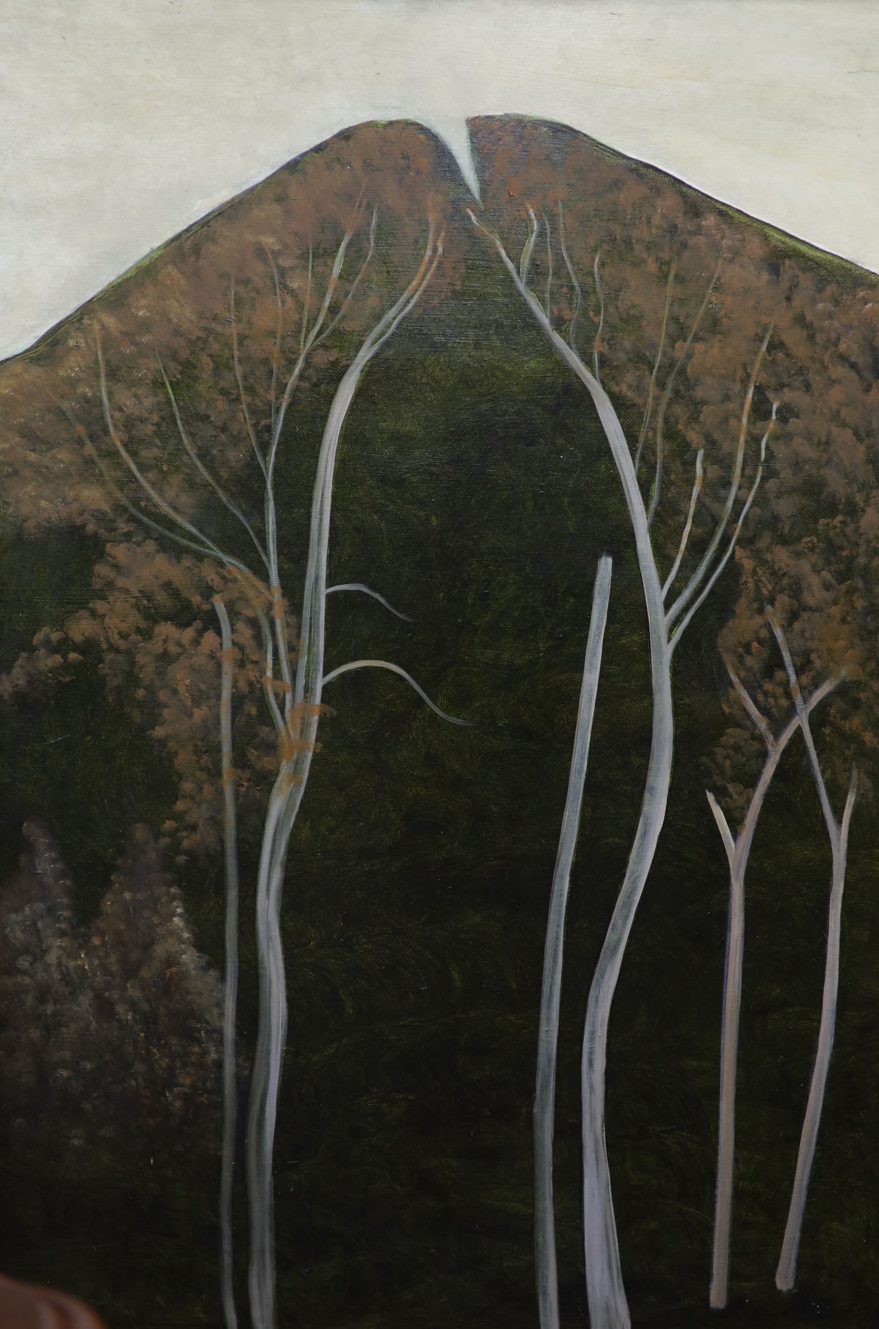 Christian Brett (b.1915), oil on board, 'Beeches 68', New Art Centre label verso, 121 x 83cm